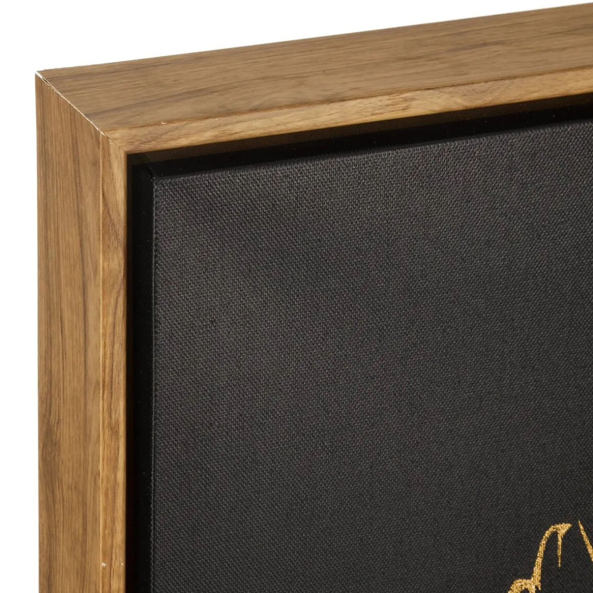 Quadro decorativo preto com penas douradas