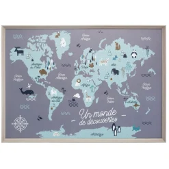 Quadro mapa mundo 50x70cm