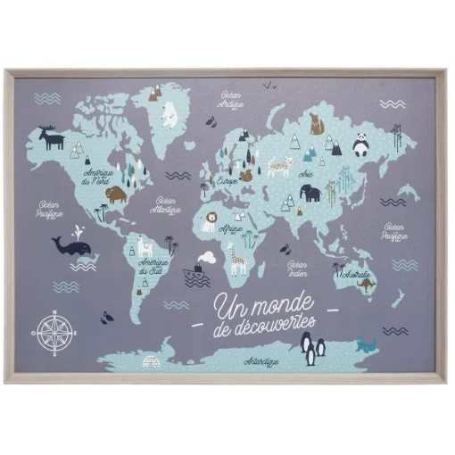Quadro mapa mundo 50x70cm