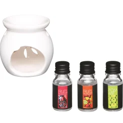 Queimador com 3 óleos aroma frutos perfumado