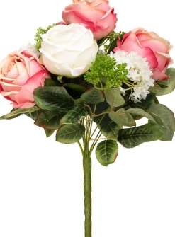 Ramo de rosas brancas e rosa artifical