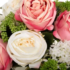 Ramo de rosas brancas e rosa artifical