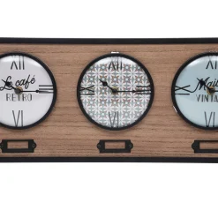 Relógio de parede em mdf com 3 fusos horários