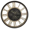 Relógio de parede preto em metal e madeira 57cm