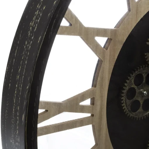 Relógio de parede preto em metal e madeira 57cm
