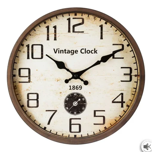 Relógio de parede VINTAGE castanho em metal