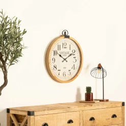 Relógio de parede YAGO bege em mdf 57cm