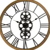 Relógio decorativo de parede em metal e madeira 70cm