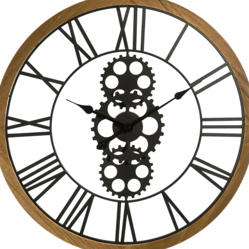 Relógio decorativo de parede em metal e madeira 70cm
