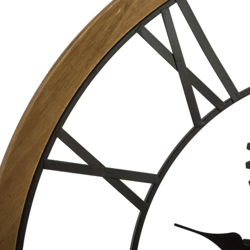 Relógio decorativo de parede em metal e madeira 70cm