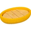 Saboneteira wc NATUREO amarela com base em bambu