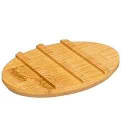 Saboneteira wc NATUREO branco com base em bambu