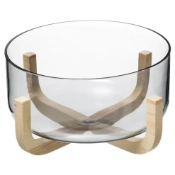 Saladeira em vidro 24cm com suporte