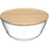 Saladeira em vidro 2,5l com tampa bambu