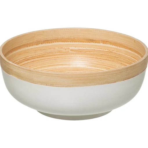 Saladeira MODERN branca em bambu 20cm