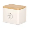 Saleiro creme com tampa de bambu