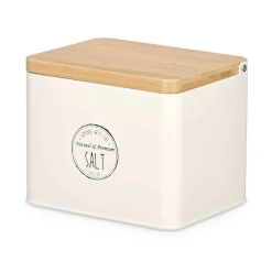 Saleiro creme com tampa de bambu