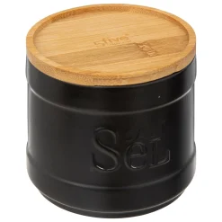 Saleiro NATUREO preta com tampa em bambu
