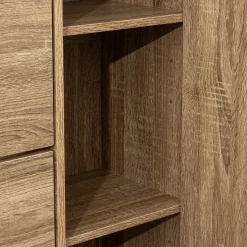 Sapateira castanha com 4 gavetas e porta com espelho