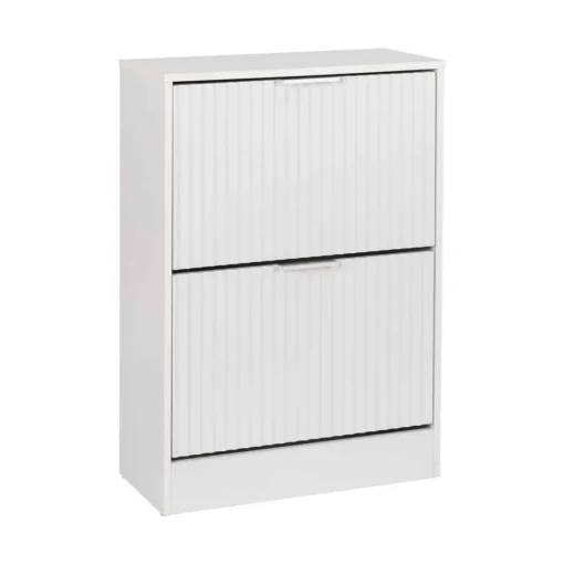 Sapateira Com Duas Gavetas Wave Branca Em MDF