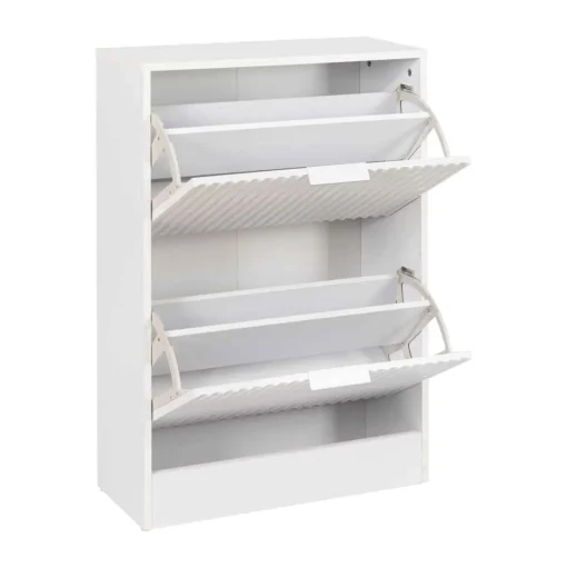 Sapateira Com Duas Gavetas Wave Branca Em MDF