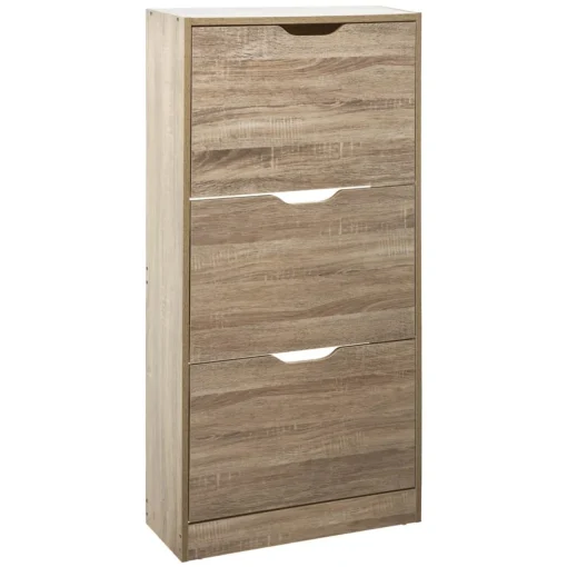 Sapateira em carvalho natural com 3 gavetas
