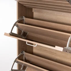 Sapateira ripada natural com 3 gavetas 120cm