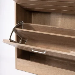 Sapateira ripada natural com 2 gavetas 84cm