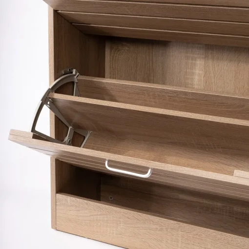 Sapateira ripada natural com 2 gavetas 84cm
