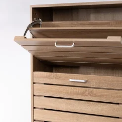 Sapateira ripada natural com 2 gavetas 84cm