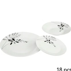 Serviço de mesa 18 peças decoração FLORAL cinza