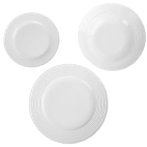Serviço de mesa de 18 peças branco em porcelana