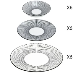 Serviço de mesa LUNIS preto decorado 18 peças