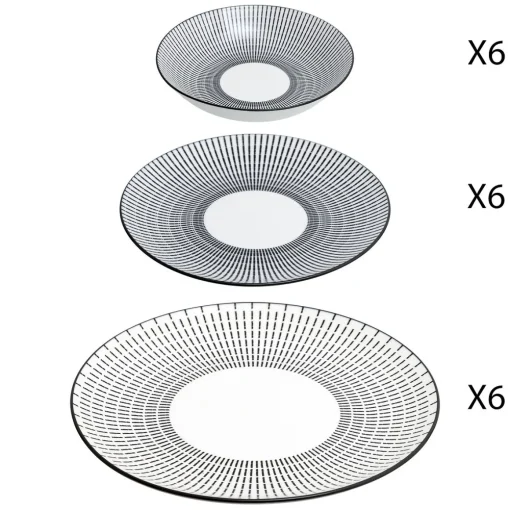 Serviço de mesa LUNIS preto decorado 18 peças