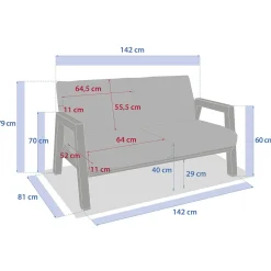 Sofá AXIOME cru e cinza em alumínio