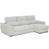 Sofá cama BREMAN cinza com cofre e chaise longue