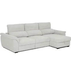 Sofá cama BREMAN cinza com cofre e chaise longue