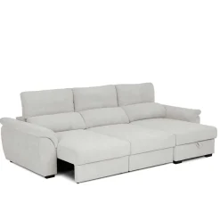 Sofá cama BREMAN cinza com cofre e chaise longue