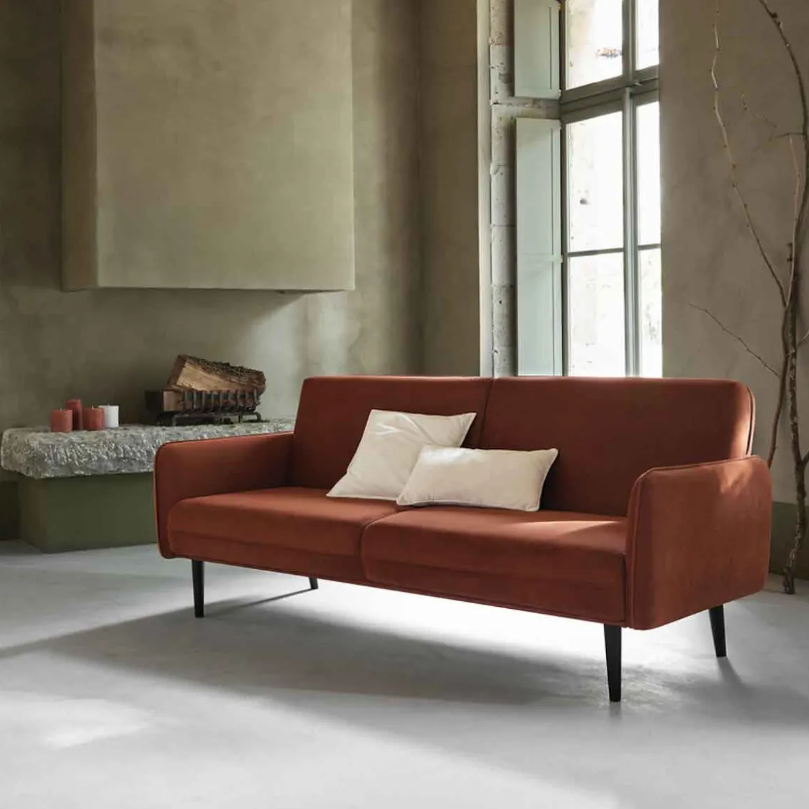 Sofá cama DARIA terracota 3 lugares