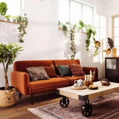 Sofá cama DARIA terracota 3 lugares