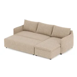 Sofá cama JAIPUR bege com chaise longue