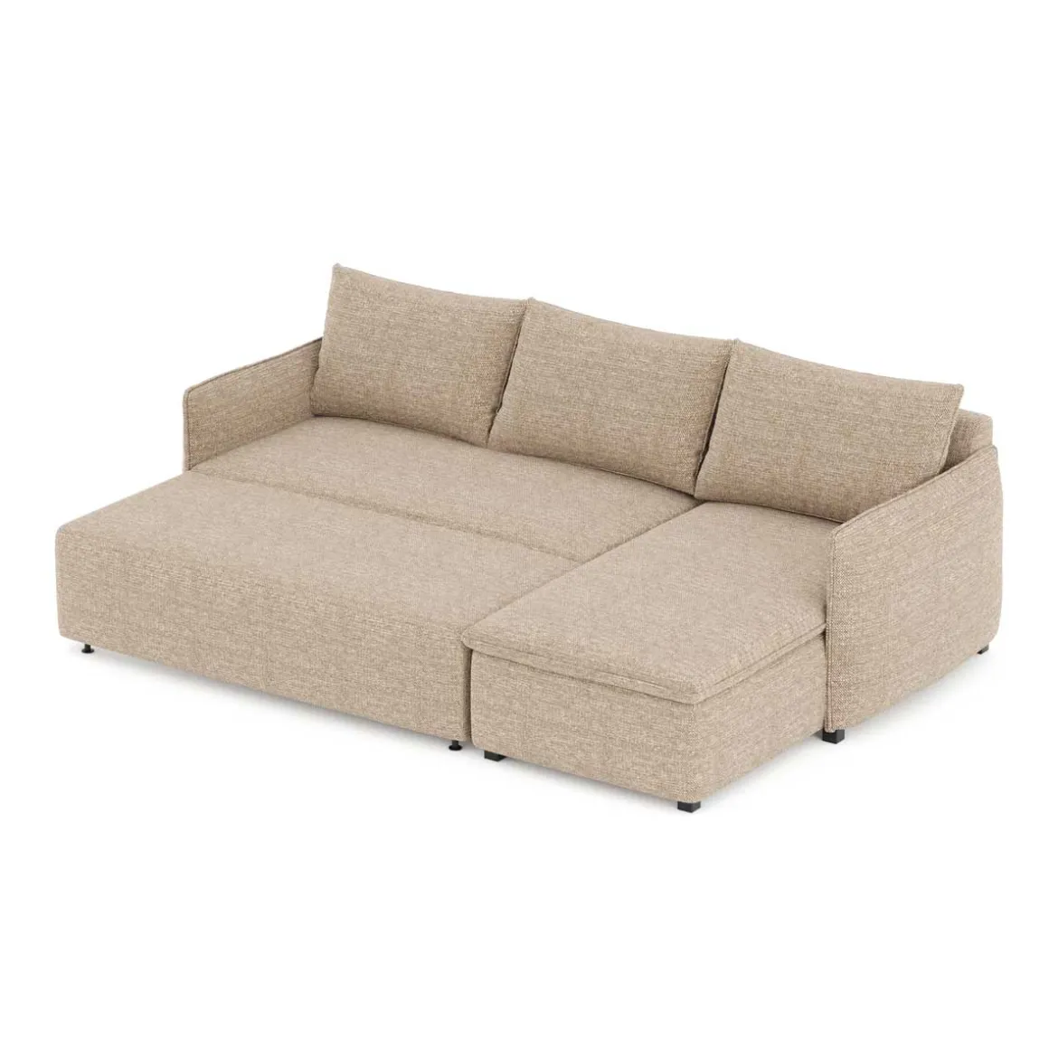 Sofá cama JAIPUR bege com chaise longue