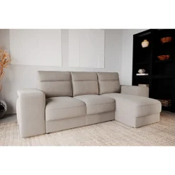 Sofá cama TRENTO taupe com chaise longue