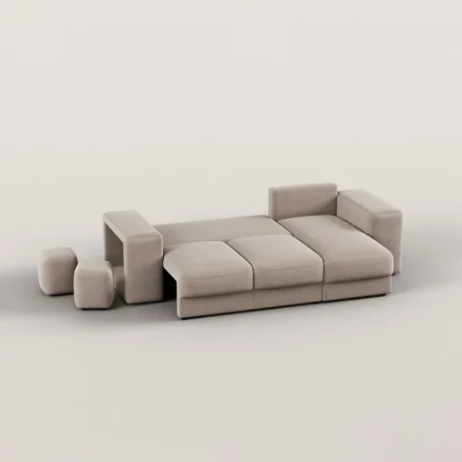 Sofá cama TRENTO taupe com chaise longue