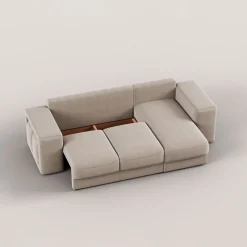 Sofá cama TRENTO taupe com chaise longue