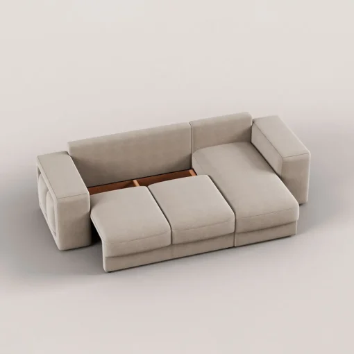Sofá cama TRENTO taupe com chaise longue