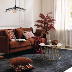 Sofá CANDICE terracota de veludo 194cm