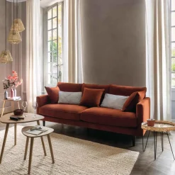 Sofá CANDICE terracota de veludo 194cm