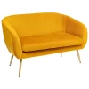 Sofá de 2 lugares SOLARO amarelo em veludo