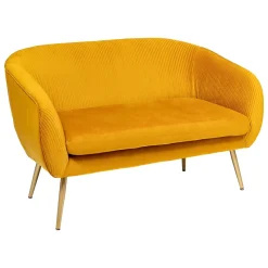 Sofá de 2 lugares SOLARO amarelo em veludo